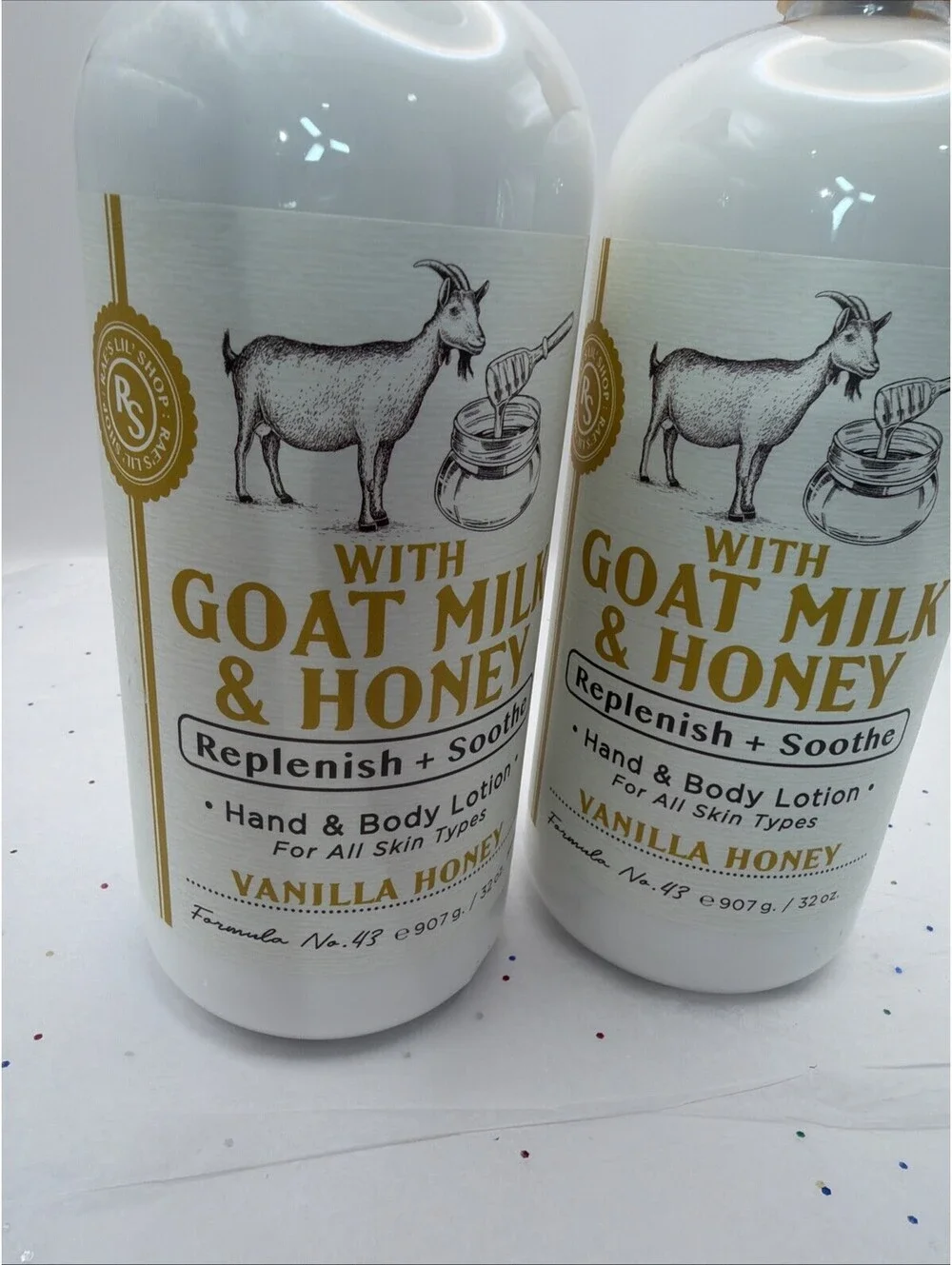 (2-Pk) RAE'S LIL' SHOP Goat Milk Honey Soothing HAND & BODY LOTION VANILLA HONEY